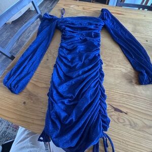 Elegant Blue Ruched Dress